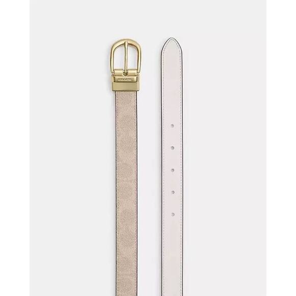 NWT Coach Classic Buckle Cut To Size Reversible Belt 25Mm Sand/Chalk CX057 main image 3